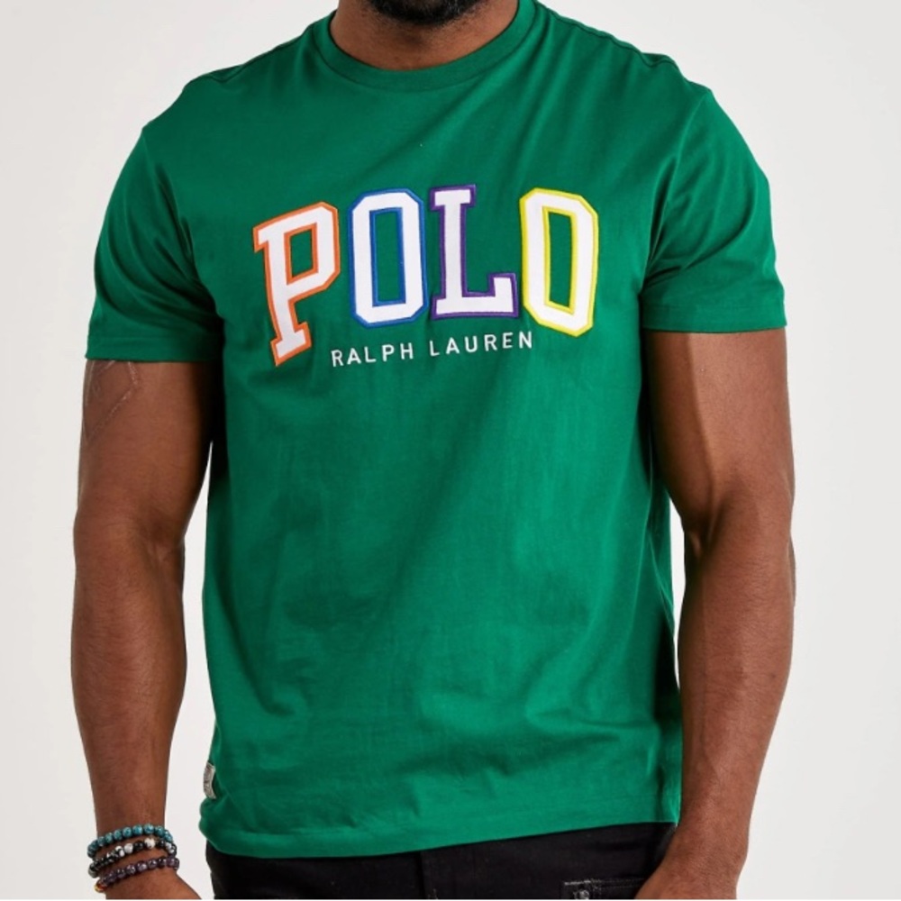 Polo Ralph Lauren GREEN Classic Multicolor “POLO” Logo SS T-Shirt (Green) 2XL